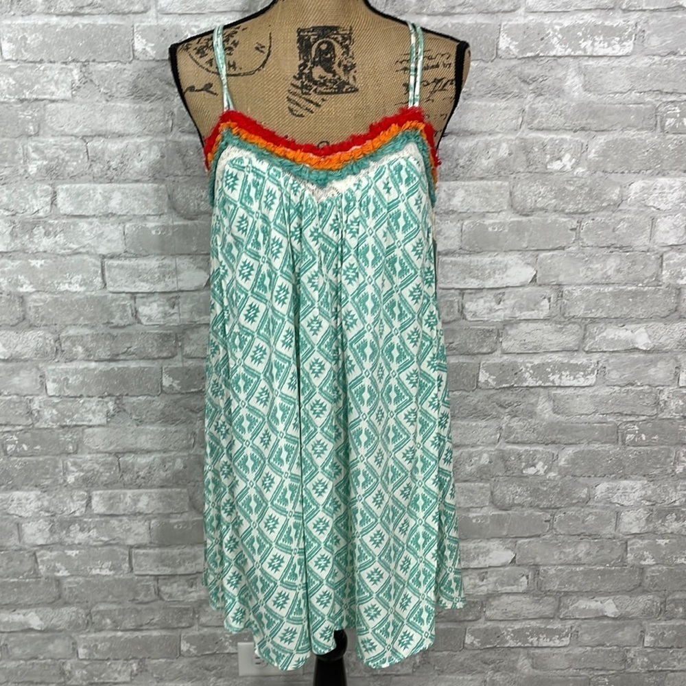 Taylor & Sage Fringe Neckline Dress